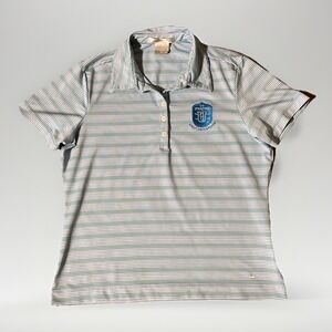 Nike Golf Polo Women Medium 8-10 Blue Green VT‎ Stratton Golf University Fit Dry